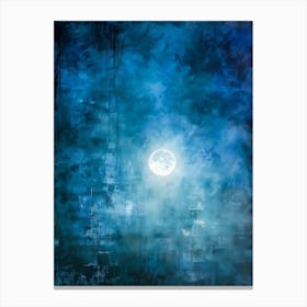 Abstract Grunge Pattern Backlit By A Luminous Moon Cutting Through A Foggy Night Sky Texture Palpa (2) Canvas Print