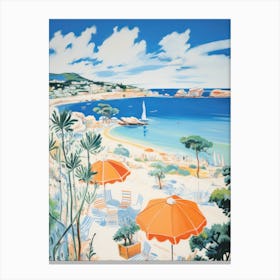 Costa Smeralda, Sardinia   Italy Beach Club Lido Watercolour 4 Canvas Print