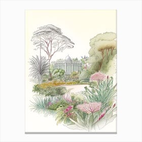 Royal Botanic Gardens, Melbourne, Australia Vintage Pencil Drawing Canvas Print