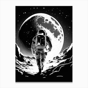 Astronaut Doing Moon Walk Noir Comic 1 Canvas Print