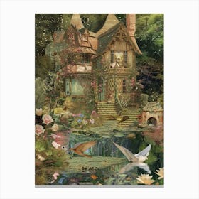 Fairytale Monet Pond Scrapbook Collage 8 Canvas Print
