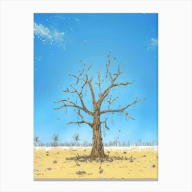 Bare Tree In The Desert Canvas Print