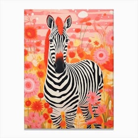Floral Black & Red Zebra Canvas Print