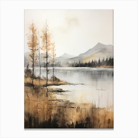 Lake In The Woods In Autumn, Painting 48 Canvas Print