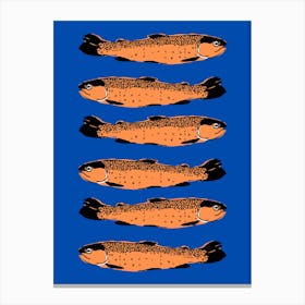 Oranges Sardines On A Blue Background Canvas Print