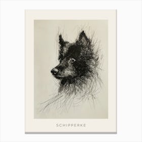 Schipperke Dog Line Sketch 2 Poster Canvas Print