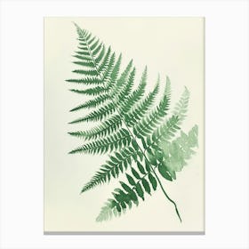 Green Ink Painting Of A Autumn Fern 4 Canvas Print