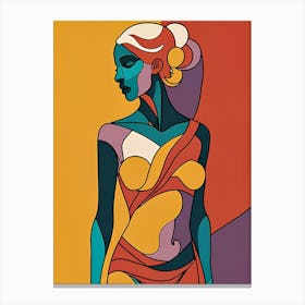 Woman In A Colorful Dress 1 Canvas Print