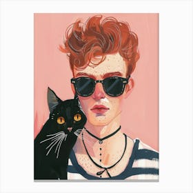 Boy With A Cat Canvas Print