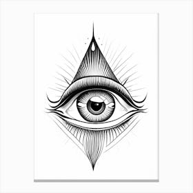 Intuition, Symbol, Third Eye Simple Black & White Illustration 3 Canvas Print