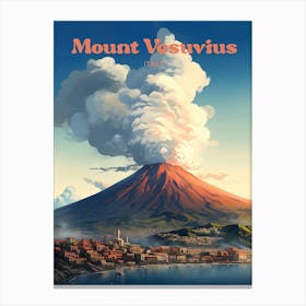 Mount Vesuvius Italy Stratovolcano Travel Art Illustration Canvas Print