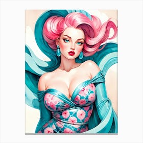 Portrait Of A Curvy Woman Wearing A Sexy Costume (31) Canvas Print
