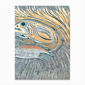 Rainbow Shark II Linocut Canvas Print