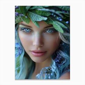 Beautiful Woman With Blue Hair Canvas Print