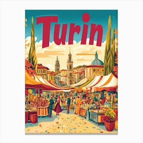 Aihrgdesign A 1970s Inspired Travel Poster For Turin Depictin E6b14538 Ae0b 4afb 9aa0 Fdd4e0a31d67 1 Canvas Print