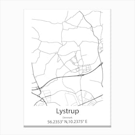 Lystrup,Denmark Minimalist Map Canvas Print