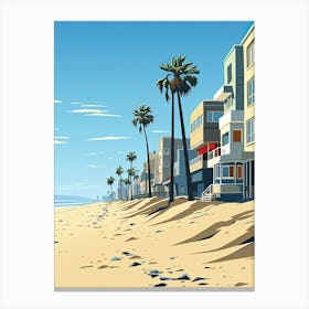 Venice Beach California, Usa, Flat Illustration 4 Canvas Print