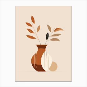 Vase With Leaves Canvas Print