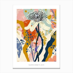 Colourful Flower Illustration Poster Queen Annes Lace 1 Canvas Print