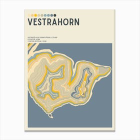 Vestrahorn Iceland Topographic Contour Map Canvas Print