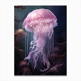 Lions Mane Jellyfish Neon Illustration 11 Canvas Print