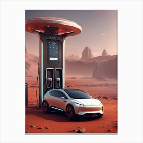 Electric Car Charging Station On Mars Canvas Print