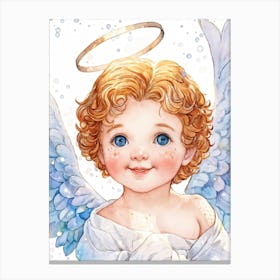 Illustration Of A Cherubic Cherub With A Smattering Of Freckles That Dot His Rosy Cheeks And Soft St Canvas Print