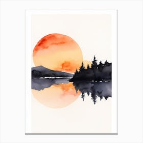 Minimalist Sunset Watercolor Painting (25) Canvas Print