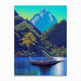 Langkawi Malaysia Pointillism Style Tropical Destination Canvas Print