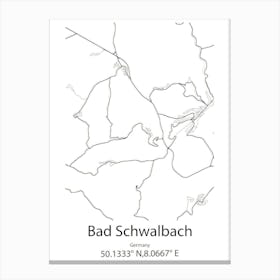 Bad Schwalbach,Germany Minimalist Map Canvas Print