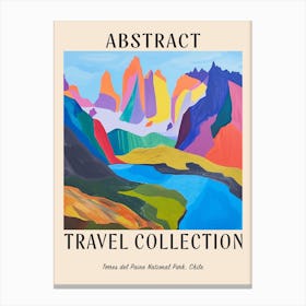 Abstract Travel Collection Poster Torres Del Paine National Park Chile 2 Canvas Print