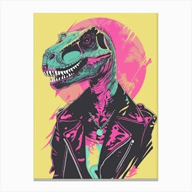 Punk Dinosaur Yellow & Pink Canvas Print