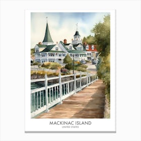 Mackinac Island 4 Watercolour Travel Poster Canvas Print