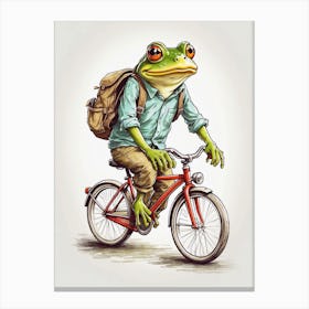 Frog Riding A Bike Canvas Print