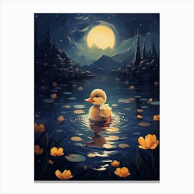 Animated Duckling At Night 2 Canvas Print