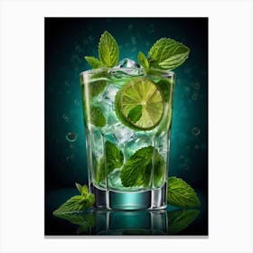 Cocktail With Lime And Mint Canvas Print