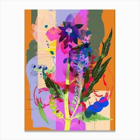 Larkspur 1 Neon Flower Collage Canvas Print