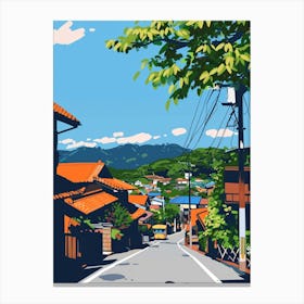 Yufuin Japan Colourful Illustration Canvas Print