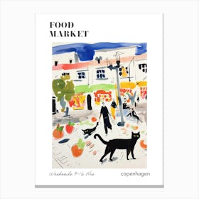 The Food Market In Copenhagen 4 Illustration Poster Canvas Print