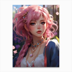 Pink Haired Girl 1 Canvas Print