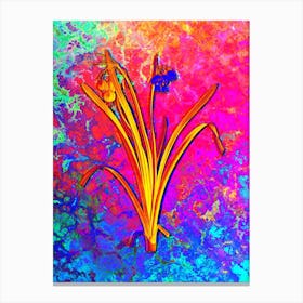 Summer Snowflake Botanical in Acid Neon Pink Green and Blue Canvas Print