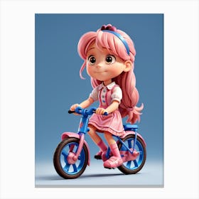 Little Girl Riding A Bike 1 Canvas Print