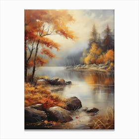 Autumn Rain By The River Canvas Print