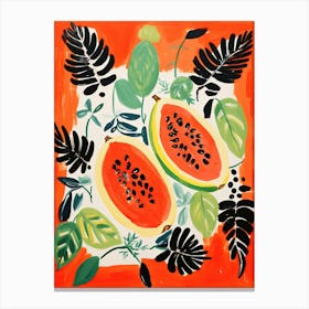 Papaya Fruit Summer Illustration 4 Canvas Print