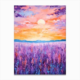 Sunset In Lavender Field 3 Canvas Print