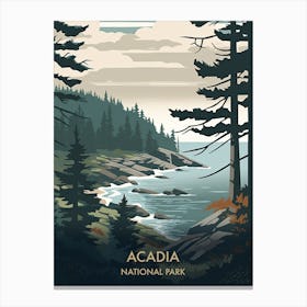 Acadia National Park Travel Poster Mid Century Style 1 Canvas Print