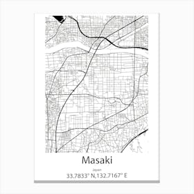 Masaki,Japan Minimalist Map Stampe su tela