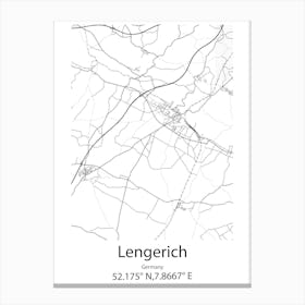 Lengerich,Germany Minimalist Map Canvas Print