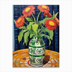 Flowers In A Vase Still Life Painting Gaillardia 4 Canvas Print