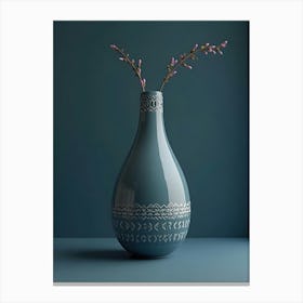A Classic Vase Plain Ethnic Accents Dark Blue Background Realistic Vertical 97 Qi91 Ib95 Canvas Print